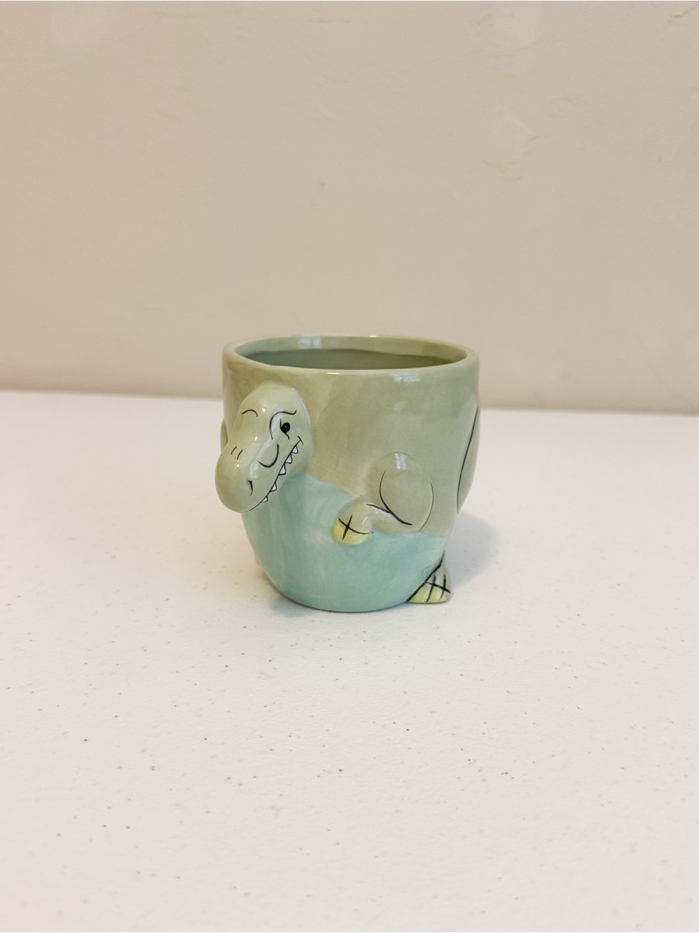 Cute Green Ceramic Dinosaur Planter / Cup